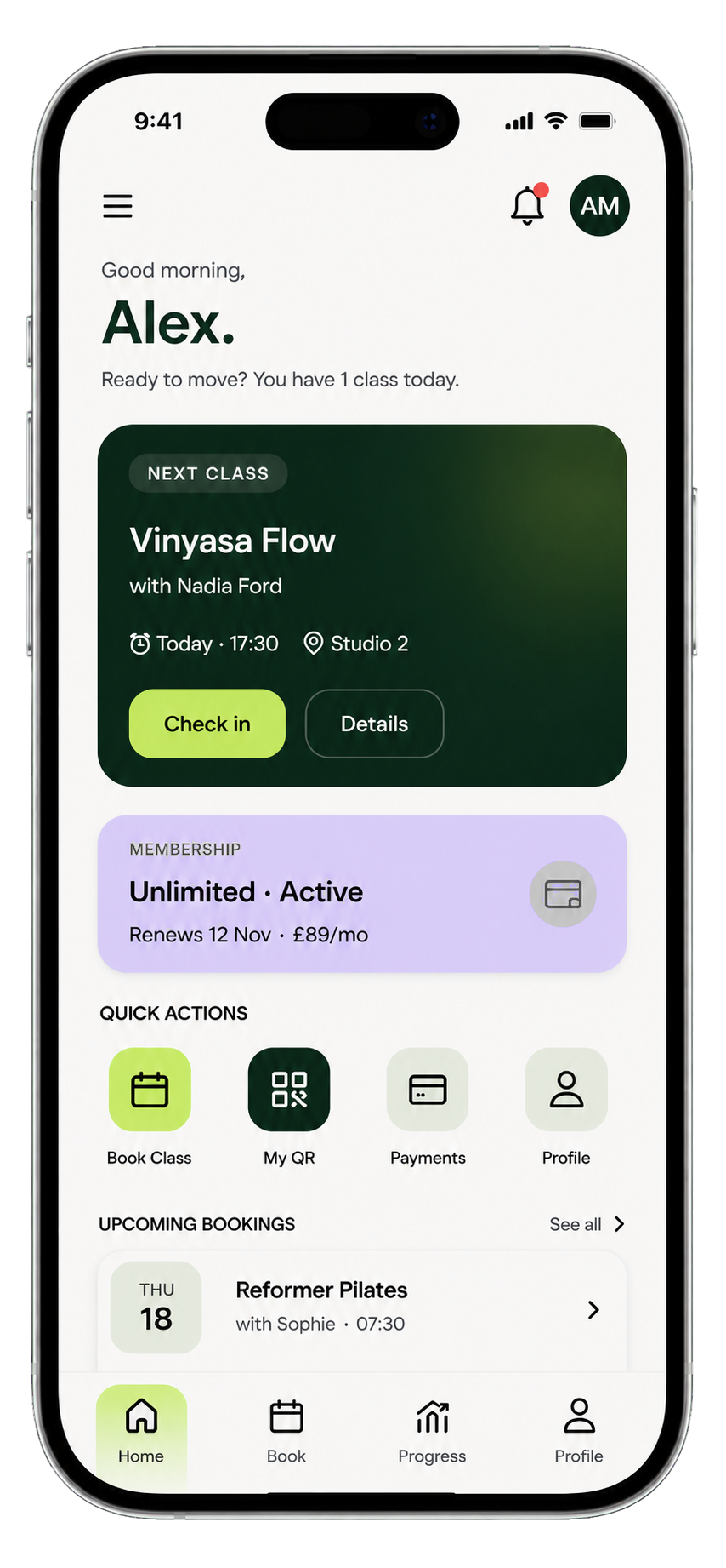 OmniFitt Member PWA home screen on an iPhone